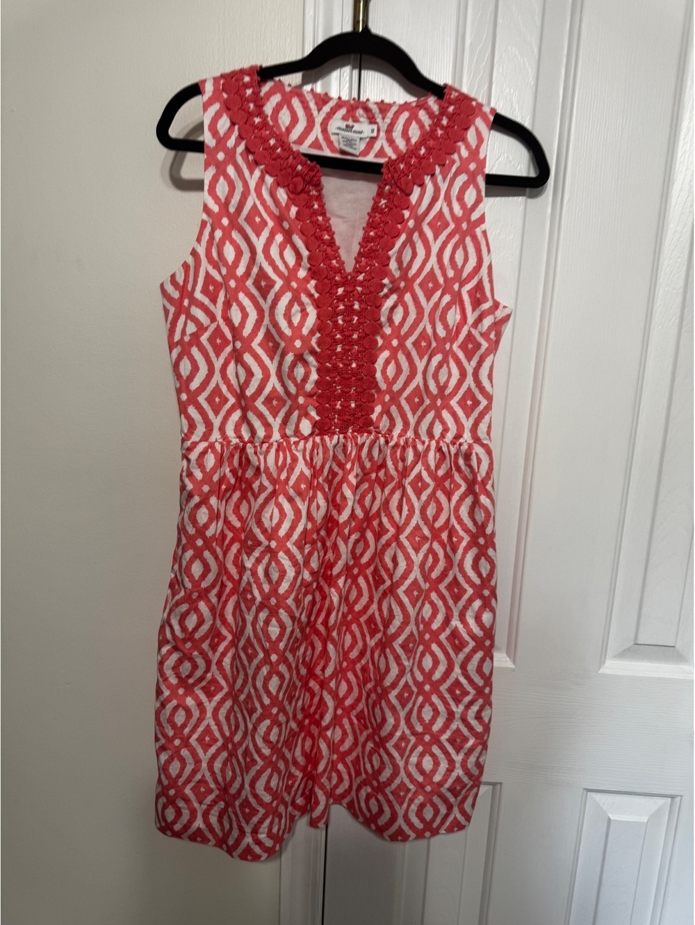 Vineyard Vines Women’s Size 12 Coral White Cotton Sleeveless Summer Dress